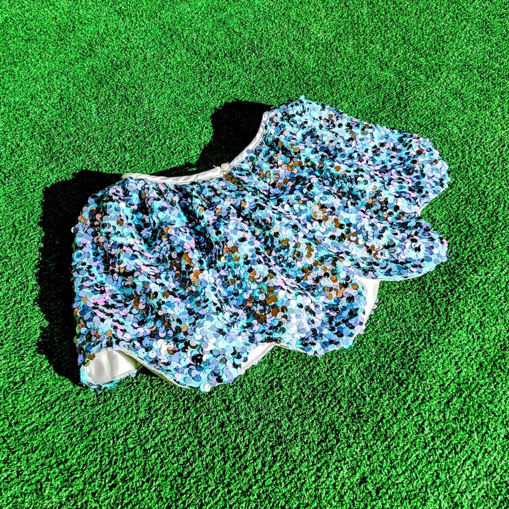Cat & Jack Youth Girls Sparkly Blue-Green Glitter Sequin Skirt L-XXL (12-16) EUC